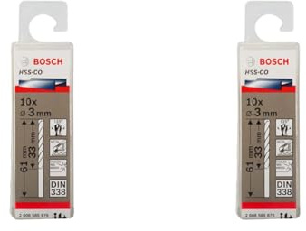 Bosch Professional Metallbohrer HSS-Cobalt (10 Stück, Ø 3 mm) (Packung mit 2)