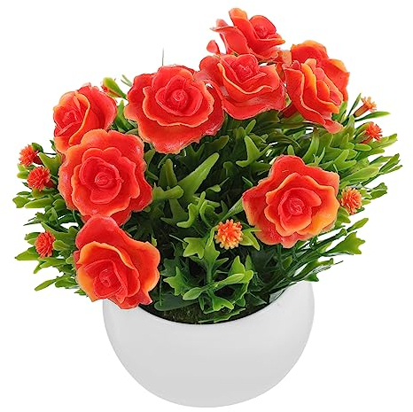 Cabilock künstlicher Hibiskus im Topf Künstliche Hibiskusblüten künstliche kunstpflanze Wohnkultur Lichthausdekorationen für zu Hause gefälschte Bonsai-Figur Topfbonsai-Dekor