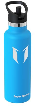 Super Sparrow Botella Agua Acero Inoxidable - Botellas Termica 1000ml - Sin BPA - Termo Cantimplora con Pajita Vacío, para Deporte, Viaje, Escuela, Exterior, Oficina, Gimnasio