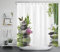 LB Pierres Zen Grises Rideaux de Douche 180x200cm(LxH) Rose Floral Vert Bambou Rideaux de Bain avec Crochets, Papillon dans Le Jardin Extra Longue Imperméable Polyester Anti Moule Salle de Bain Décor