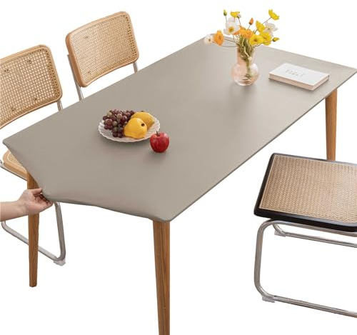 KFDZSW Tischdecke Abwischbare Tischdecke, Wasserdicht Elastische PVC Fitted Vinyl Tischabdeckung Schutz Rechteckig, Für Küche Indoor Outdoor Picknick Camping (Hellgrau,60X60CM)