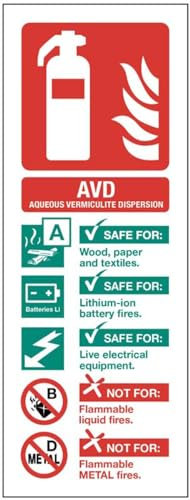 AVD (lithium battery) extinguisher identification (self adhesive vinyl safety label)