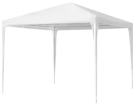 Gazebo 3 x 3 M Impermeabile Uv Resistente Esterno Struttura Acciaio Antiruggine Colore Bianco Giardino Feste Tendone Padiglione Fiere