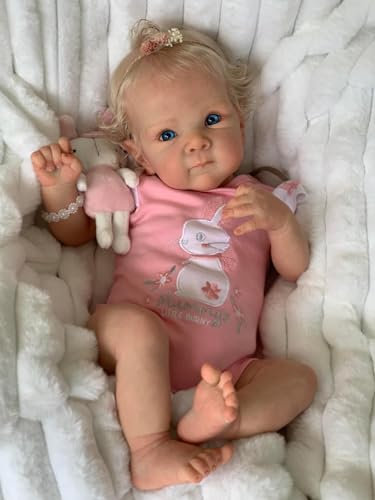Anano Realistic Reborn Baby Dolls 18Inch 48CM Lifelike Newborn Baby Dolls Real Looking Life Size Baby Doll Eyes Open with Bottle Feeding Accessories for Age 3+ Children Collectors