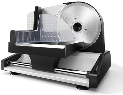 Elektrischer Allesschneider Brotschneidemaschine Aufschnittmaschine Mit Abnehmbarer 7,5-Zoll Edelstahlklinge 1-15 Mm Einstellbare Dicke Universalmesser Mit Wellenschliff Für Fleisch, Käse, Brot 200W