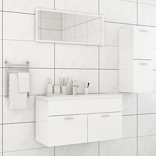 ZEYUAN Conjunto de Muebles de baño, Mueble Baño Mueble Lavabo, Lavabo con Mueble, aglomerado Blanco Brillante