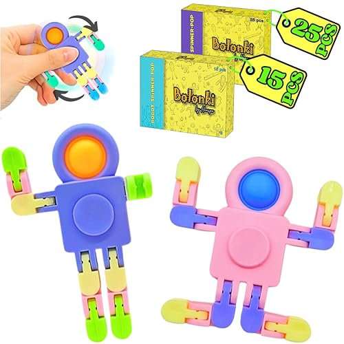 Bolonki 25 Robots Spinner Pop it - Detalles Cumpleaños Niños 3 4 5 6 7 8 9 10 años, Regalos Cumpleaños Niños Colegio, Regalitos Cumpleaños Invitados Niños, Bolsitas Cumpleaños Infantiles, Fidget Toy
