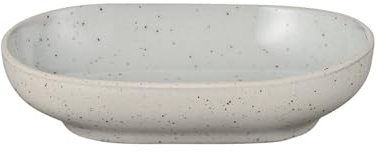 blomus Snack Teller -SABLO- | Farbe Cloud | Teller aus Steingut | Größe L Oval | 2,5Hx 11B x 7,5T cm