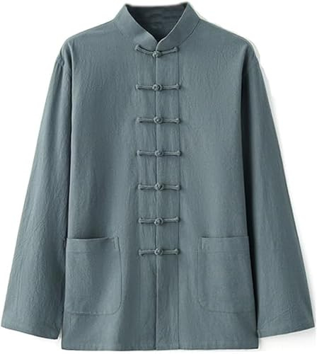 Vêtements Traditionnels Chinois De Kung Fu En Coton Et Lin, Uniforme De Tai Chi For Hommes, Vêtements Wing Chun, Méditation Zen, Costume Tang, Veste Hanfu, Chemise, Manteau(Green,M)