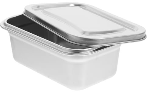 CRILSTYLEO Contenitore per Gelato in Acciaio Inossidabile 304 con Coperchio Scatola per Conservazione Gelato Fatta in Casa Ideale per Frigorifero e Congelatore