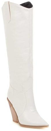 Stivali Texani Donna,Stivali da Cowboy Donna Motociclista,Stivali alla Moda, Stivali ad altezza ginocchio E10