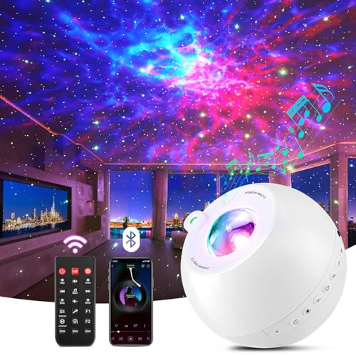 Projecteur ciel étoilé pour enfants, 15 couleurs de lumière, 15 musiques d'endormissement, projecteur Galaxy Bluetooth, télécommande, minuterie, intensité variable, lampe de nuit, décoration de