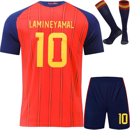 YSGTZY 2026 Home #10 Football Soccer Jersey/Shorts Socks Gift Set for Children Youth Sizes (Red, 28)