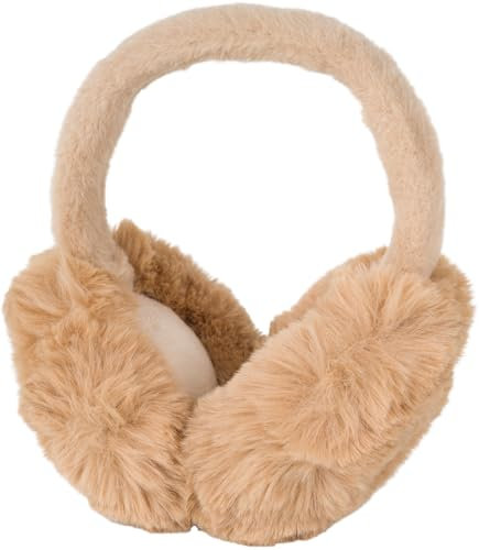 styleBREAKER Damen Ohrenschützer Teddyfell Optik | Flauschige Ohrenwärmer Earmuffs mit flexiblem Bügel | Weiche Winter Ohrschützer für Freizeit Spaziergänge und Outdoor, Farbe:Camel