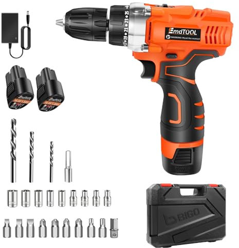 16,8V Akkuschrauber Set Akku Bohrschrauber Set mit 2×1500mAh Akkus, 45 N.m Max Schlagbohrschrauber, 2-Gang, 25+1 Drehmomentstufen, 10mm Bohrfutter Akkubohrer mit LED-Licht, 26tlg Zubehör und Koffer