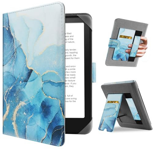 HoYiXi Étui Universel pour 6.8''/7 Kindle eReader Compatibilité Pocketbook/Tolino/Sony/Kobo Clara HD/Kobo Clara 2E/Paperwhite 6.8” 7“ Cover Case Fonction Debout de Support Coque Housse, Dali Bleu