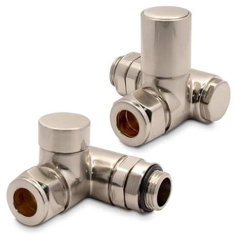 Brushed Nickel Manual Standard Dual Fuel Valves for Towel Rails (Pair)
