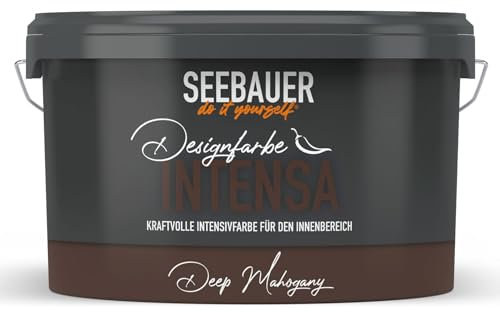 SEEBAUER diy Intensivfarbe INTENSA Braun 2,5L (Deep Mahogany) Edelmatte Wandfarbe Dunkelbraun - Innenfarbe sehr hohe Deckkraft - Matt, Abwaschbar und Tropffrei