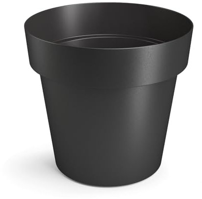 B2C Plant Pots Flower Planter 6 Colours 4 sizes Matt Plastic Pot Classic Look Home Deco Pot Plastic Lightweight (Black Matt, 14cm)