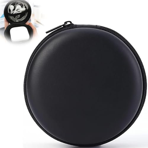 Earphone Case - Large Headphone Case Universal Portable Protective Cover Pouch Bag Storage Box - Portable Travel Bag - Diameter 8 CM - Black
