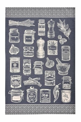 Herbs & Spices Geschirrtuch aus Baumwolle, Grau Ulster Weavers