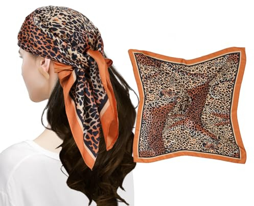MEANBEAUTY Head Scarf for Women Like Silk Scarf Square Scarves Satin Bandanas Neck Scarfs 27.5 Inch with Gift Packed-Floral 14