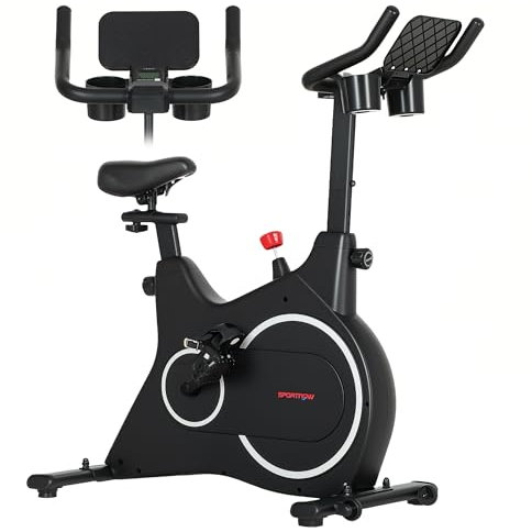 Bicicleta estática reclinable con resistencia magnética, monitor LCD, asiento y asa ajustables, soporte para tabletas y botellas, bicicleta de fitness silenciosa para el hogar, ergómetro de hasta 120