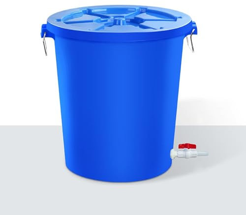 Regentonne für Regenwassersammlung, Kunststoff-Wasserspeichertrommel mit Deckel, ideal für Regenrinnen-Regenfang, Blau, 38 x 51 x 55,5 cm