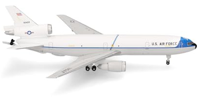 Herpa Model Aircraft USAF McDonnell Douglas KC-10 Extender - 2nd BW, Barksdale AB (original delivery colors) - 79-0433, miniature at 1:500 scale, collector's item, aircraft model without stand, metal