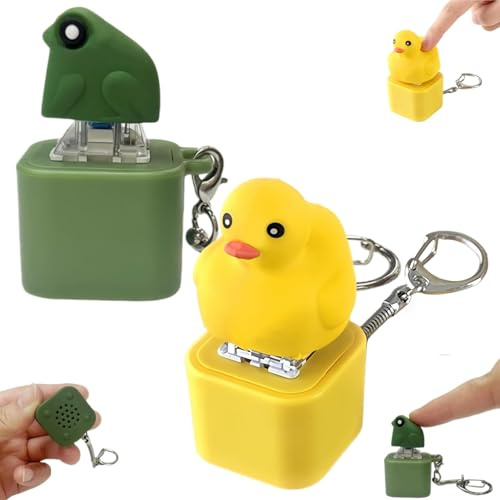 magimagi Duckeys & Frösche Quaken Schlüsselanhänger, 2 Stücke Frösche Duckey Fidget Toys, Anti Stress Spielzeug mit Bunten Lichtern und Sound, Konzentrationshilfe