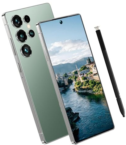 Maustron Teléfono Inteligente Android R24 Ultra de 8 GB + 256 GB, cámara de 108 MP, batería de 7000 mAh, procesador de 10 núcleos, Huella Dactilar en la Pantalla Secundaria y lápiz óptico (Verde)