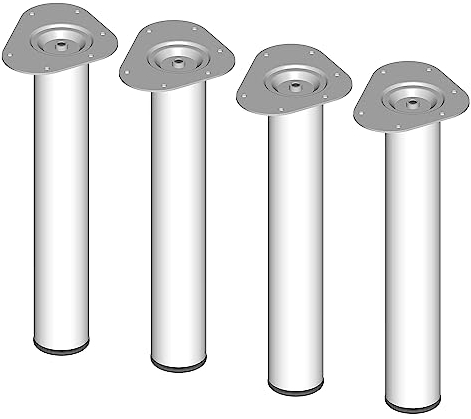 DIY Element System Möbelfuß rund – Stahlrohrfuß, ideal als Tischbein für die Gestaltung individueller Möbelstücke – Ø 60 mm, Länge 400 mm, Weiß