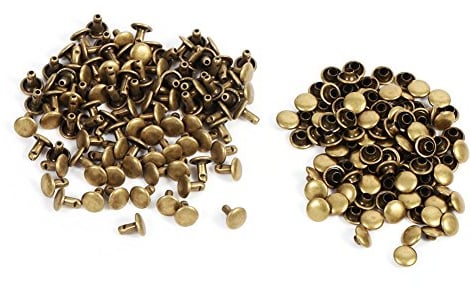100 Satz 8×8mm Doppel Niet Für Leder Handwerk Reparaturen Dekoration, Doppel Rivet Rohr Metallbolzen Kit für DIY, Tasche, Schuhe Reparaturen(Bronze)