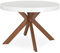 Menzzo Table a Manger avec Pied de Table Metal | Table Ronde Extensible Salle a Manger ou Cuisine avec Pied Central| Bois Blanc, Metal | Myriade |D110 cm x H75 cm Dépliée: L110 x P160-210-260 x H75 cm