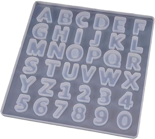 Fleymu Silikonform Buchstaben, Mold Zahlen Buchstaben Alphabet DIY Schmuck Gießform Epoxidharz Formen Resin Form Geeignet für Schmuckherstellung Anhänger Halskette Ohrringe