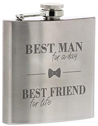 Edelstahl Flachmann Klein mit Gravur - Best Man for A Day Best Friend for Life - Geschenkidee für Trauzeugen - Taschenflasche - Geburtstagsgeschenk - Groomsmen - Beste Freunde - STEMPEL-FABRIK