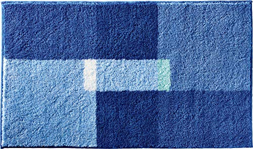 Erwin Müller Badematte, Badteppich, Badvorleger Zagori rutschhemmend blau Größe 70x120 cm - herrlich weich und flauschig, für Fußbodenheizung geeignet (weitere Größen, Farben)