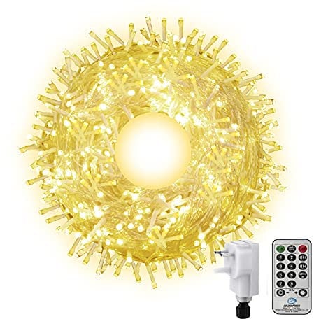 CORST 100M Long Outdoor Fairy Lights Plug in, 600LED Outside Fairy Light Garden Tree Lights Mains Powered,Waterproof with Remote, Timer, 8 Modes for Xmas Decor(Warm White)