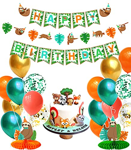 Regendeko Happy Birthday Faultier Kindergeburtstag Deko Luftballon Girlande Konfetti Luftballons Party Deko Kindergeburtstag Deko Jungen