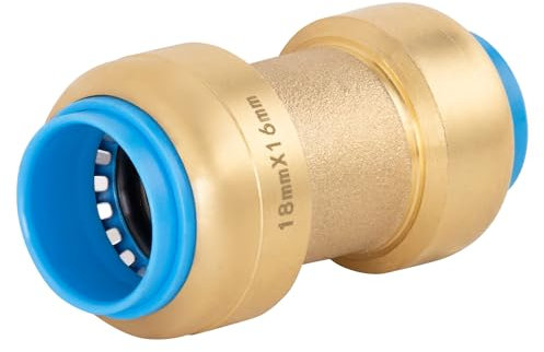Conector Automático Universal Ø18 mm - Ø16 mm | Unión Reducida | Sistema PUSH-FIT | Conexión Rápida y Segura | QUICK PLOMBERIE