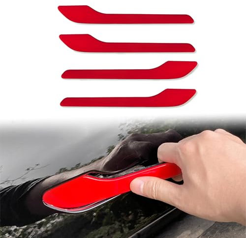 YJMOTOR Fit Tesla Model 3(Highland) and Model Y(Juniper) 2017-2025 Door Handle Decoration Cover,for Car Door Handle Sills Protection Wrap Accessories 4Pcs (Red)