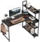 CubiCubi Schreibtisch mit Regal,Eckschreibtisch für Heimbüro,Kleiner L-förmiger Computertisch mit Ablagefächern,Bürotisch mit Bücherregal, 120cm Schwarz
