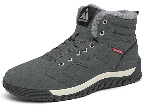 Mishansha Herren Damen Winterschuhe Warme Gefüttert Winterstiefel Gr.36-48 | Schnürung,Rutschfeste Gummisohle,Winterboots,Schuhe Winter,Schneestiefel,Schneeschuhe