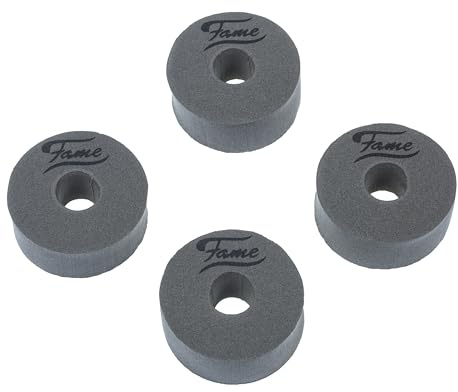 Fame Cymbal Washers, 40x16 Beckenfilze Grey, 4er Set Memory-Schaum Beckenfilze, Optimierter Sound und Spielgefühl, Geeignet für Ober- und Unterseite, Klangverbesserung, Verschiedene Farboptionen