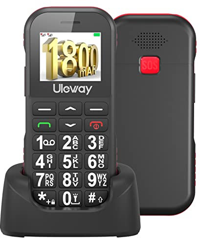 ukuu Mobile Phone for Elderly, Easy to Use Unlocked Big Button Mobile Phone with Charging Dock and SOS Emergency 1800mAh Lager Battery Pay as you go Phone