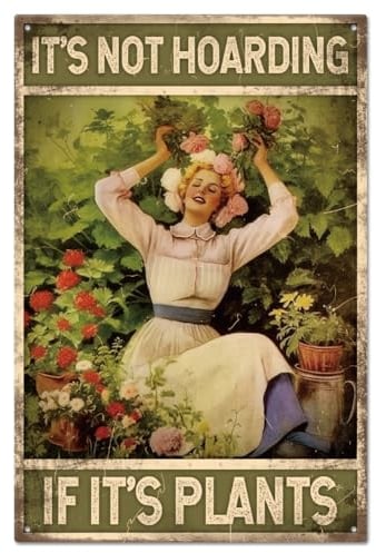 GLOBLELAND Gardener Tin Sign Vintage Women Tin Sign Vintage Metal Tin Sign Art Plaque Poster Retro Wall Decor Tin Painting Tin Signs 8×12inch for Home Bar Coffee Shop Club Decoration