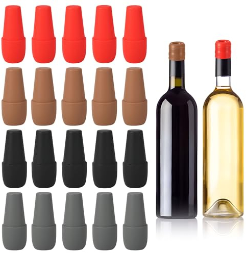 20pcs Wine Stoppers for Wine Bottles, Silicone Wine Bottle Saver Reusable Wine Sealers Double Seal Wine Bottle Wine Toppers Cover Caps Plug to Keep Wine Fresh for Beer Wine Champagne Home Use