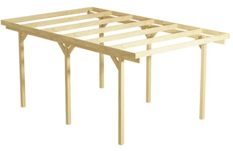 Wood & Play Granit I Garagenüberdachung für EIN Auto - Hochwertige Verarbeitung - Selbstmontage - Stabil und langlebig - Solide Basis - Vielseitig einsetzbar - 300 x 500 cm (Pfosten 300 cm)