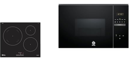 Balay 3EB865ERS - Placa de inducción, 3 zonas, Gran zona 28 cm, Sin bisel, Negro &, 3CG5175N2, Microondas Integrable, Grill, 54.9P x 55W x 38.2H, 25 l, 1450W