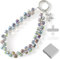 BelleVive Kristall-Handgelenkband für Mobiltelefone, Handy-Anhängerkette, Schlüsselanhänger, Perlen-Handyband mit Haltelasche, Freisprech-Armband, Handgelenk-Griffband für Frauen, Blau